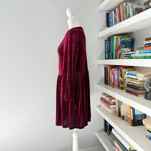 Amadi Anthropologie Amador Greta Velvet Tunic Dress Red Burgundy small - Picture 6 of 15